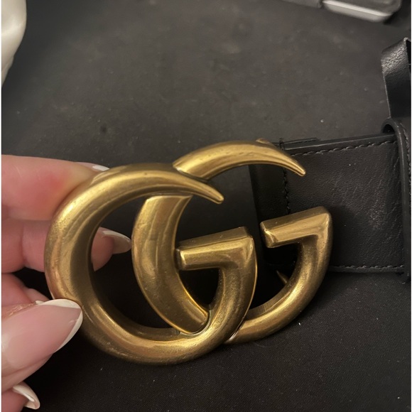 Gucci Marmont Double G belt, black leather, 1.5” wide, Double G buckle, size 100 - Picture 4 of 5